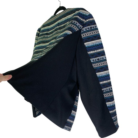 LANE BRYANT Black & Teal Geometric Aztec Stripe Long Sleeve Blazer Jacket-NWT‎ - Picture 10 of 16